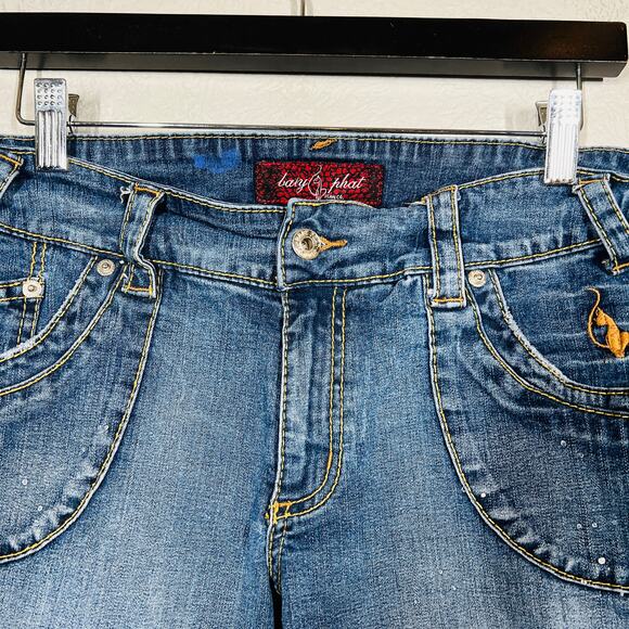 Baby Phat Y2K Bermuda Jorts Long Denim Shorts Blue - 11 - Picture 2 of 4